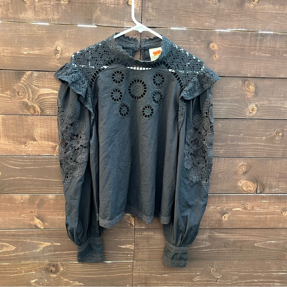 FARM Rio Black Lace Blouse